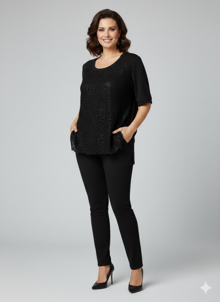 VEDİ Boncuk Ve Dantel İşlemeli Bluz 7014