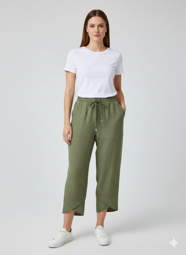 VEDİ Beli Lastikli Paçası Detaylı Pantolon 7414