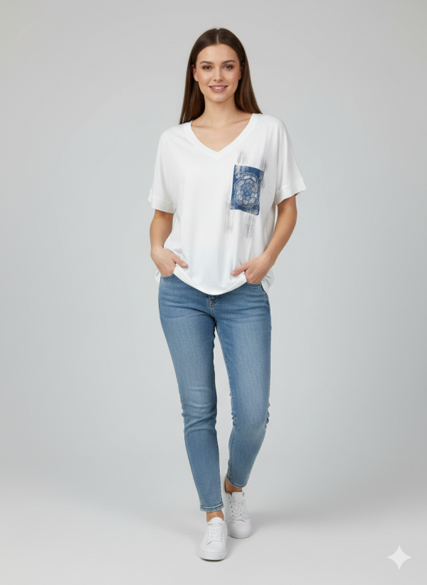 VEDİ Cepli V Yaka T-shirt 7031