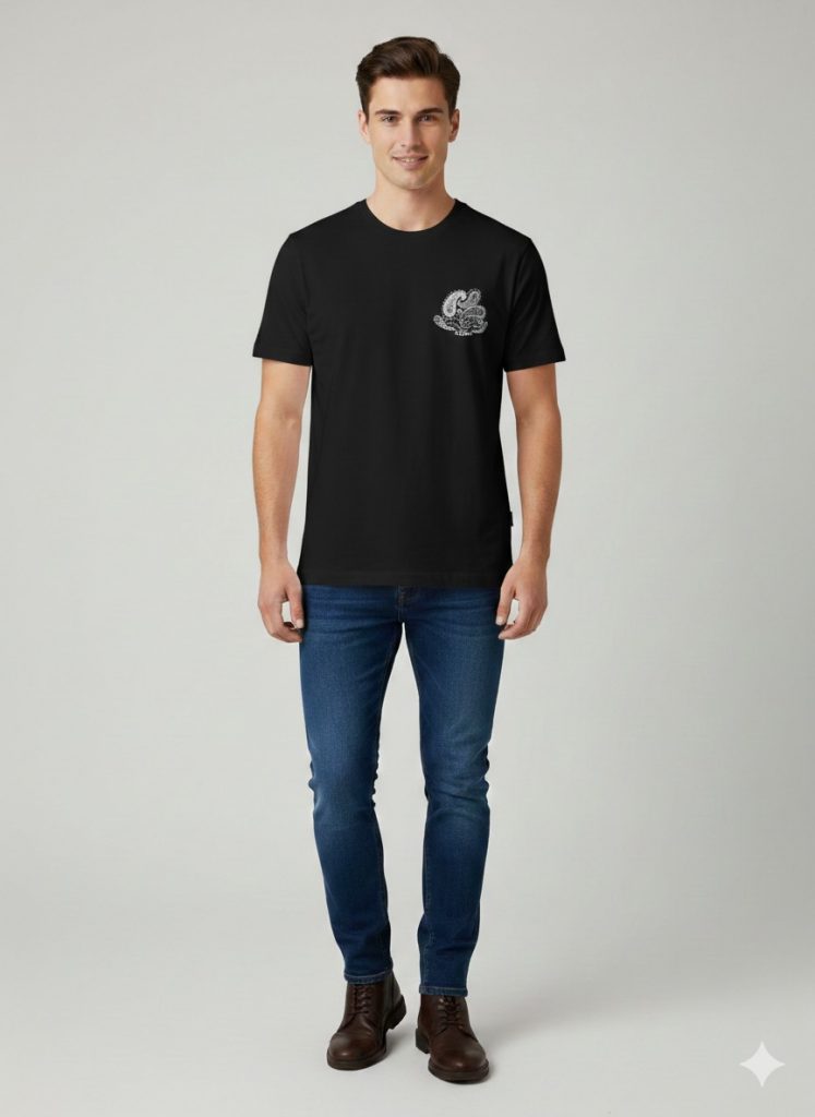 XINT Baskı Detaylı T-shirt 502342 - Siyah