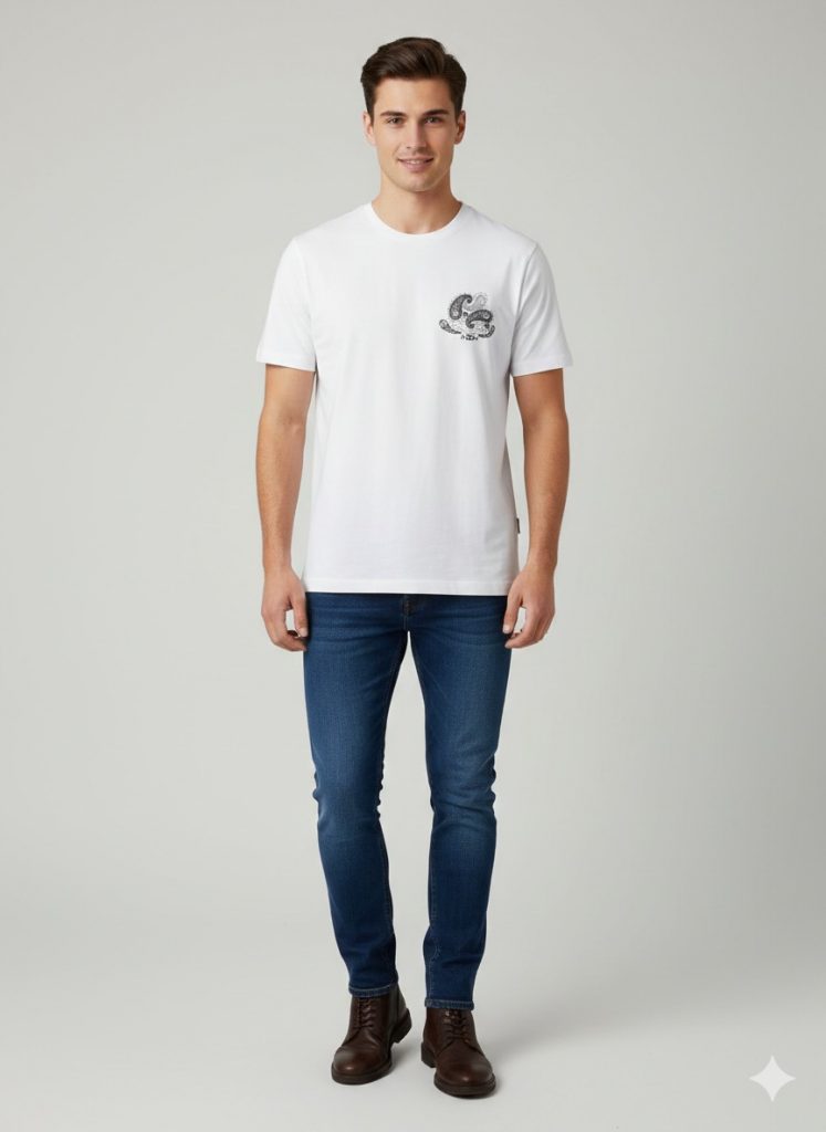 XINT Baskı Detaylı T-shirt 502342 - Beyaz