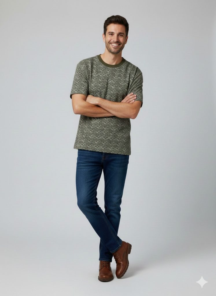 XINT Yuvarlak Yaka  T-shirt 502412 - HAKİ