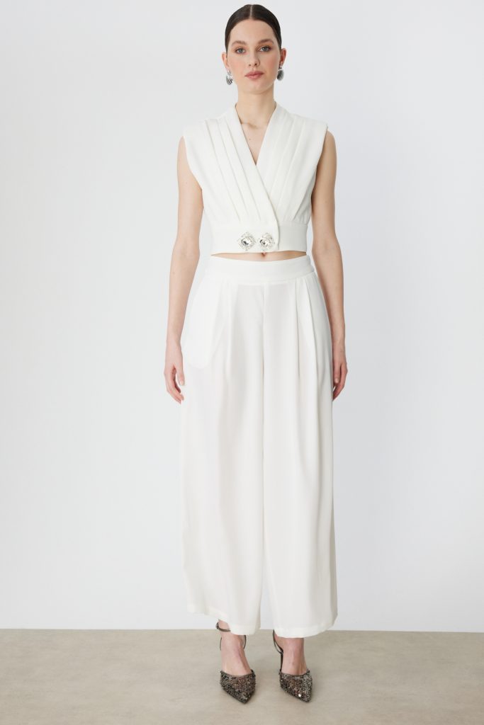 ON TRİKO Cepli Klasik Bol Paça Pantolon 70301 - EKRU