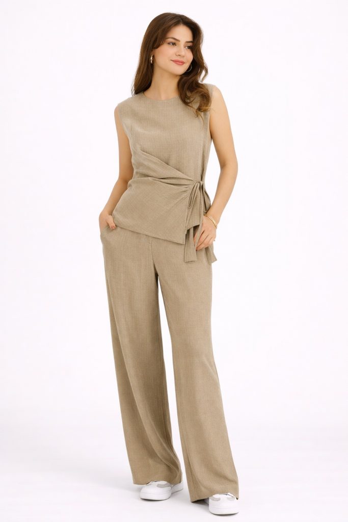 UNIQUE Yandan Bağlamalı Bluz 267012 - VİZON