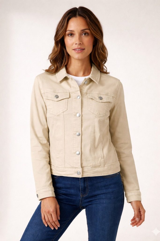 ONİX Düğmeli Klasik Yaka Denim Ceket 7123 - BEJ