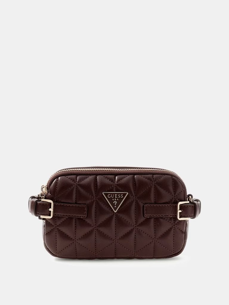 GUESS Paisleigh Kapitone Mini Çapraz Çanta HWQG9883740 - bordo