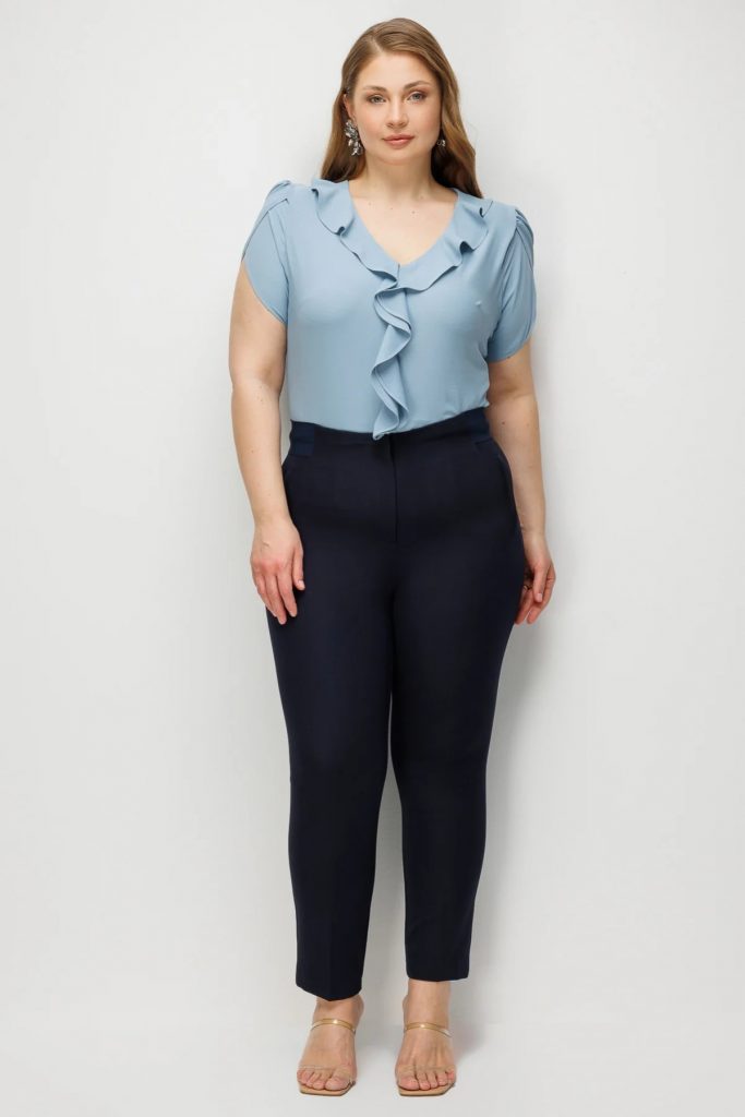 EKOL Beli Kalın Lastikli Dar Paça Pantolon 4168 - Lacivert