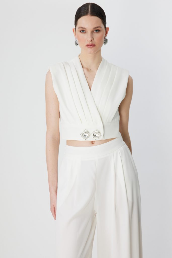 ON TRİKO Beli Taşlı Sıfır Kol Bluz 70300