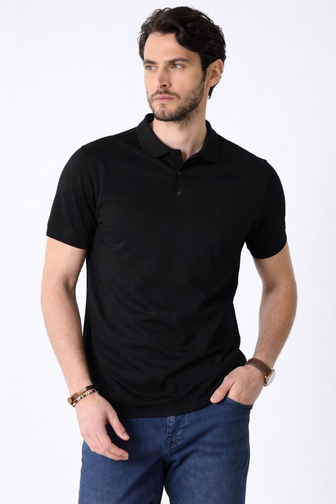 FORMENTİ Regular Fit Merserize  Polo Yaka Tişört 6035 - Siyah