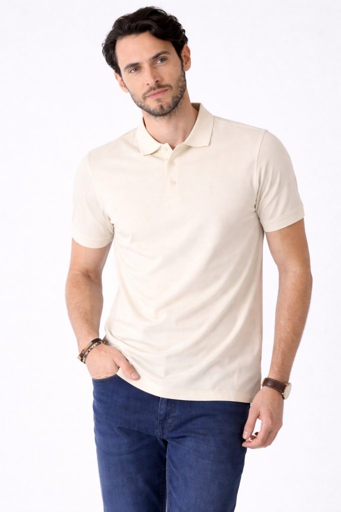 FORMENTİ Regular Fit Merserize  Polo Yaka Tişört 6035 - EKRU