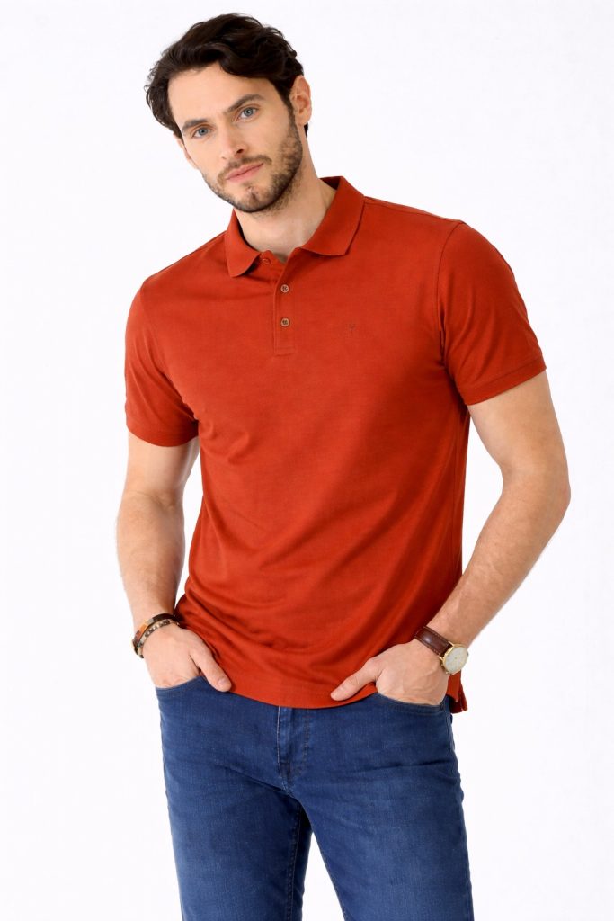 FORMENTİ Regular Fit Merserize  Polo Yaka Tişört 6035 - KİREMİT