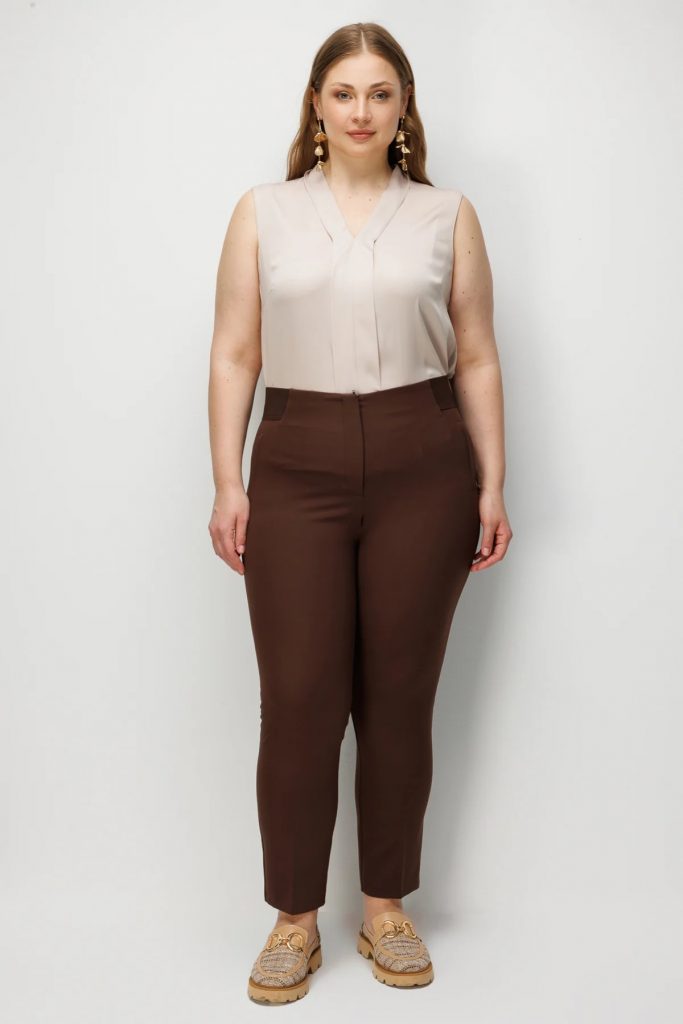 EKOL Beli Kalın Lastikli Dar Paça Pantolon 4168 - kahve