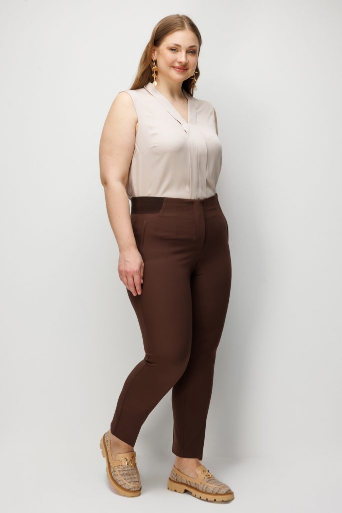 EKOL Beli Kalın Lastikli Dar Paça Pantolon 4168 - kahve