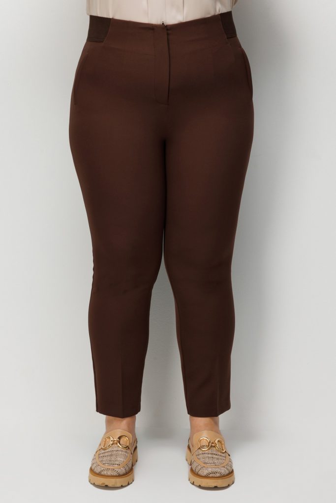 EKOL Beli Kalın Lastikli Dar Paça Pantolon 4168 - kahve