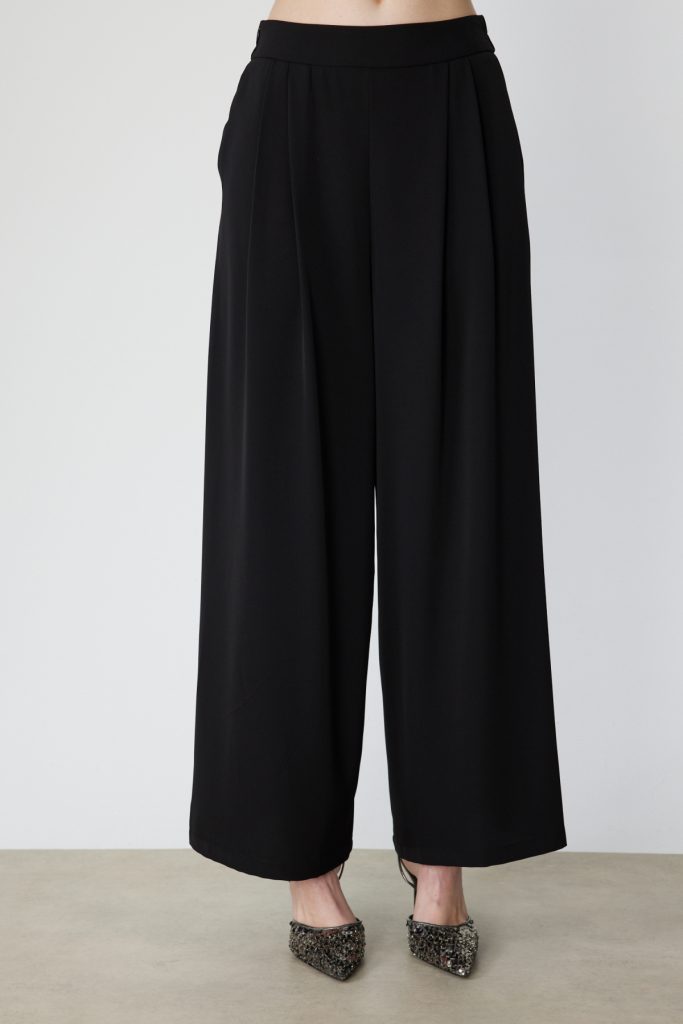 ON TRİKO Cepli Klasik Bol Paça Pantolon 70301 - Siyah