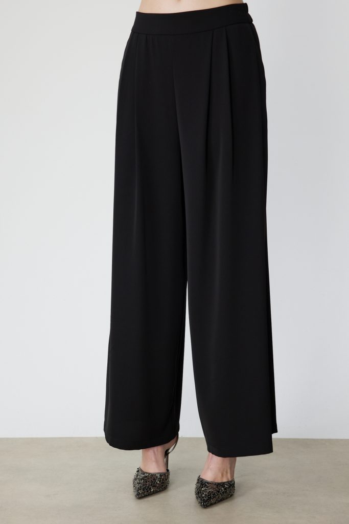 ON TRİKO Cepli Klasik Bol Paça Pantolon 70301 - Siyah