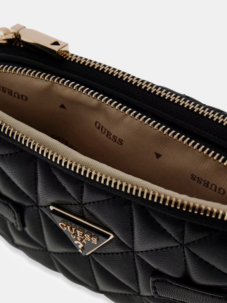 GUESS Paisleigh Kapitone Mini Çapraz Çanta HWQG9883740 - Siyah