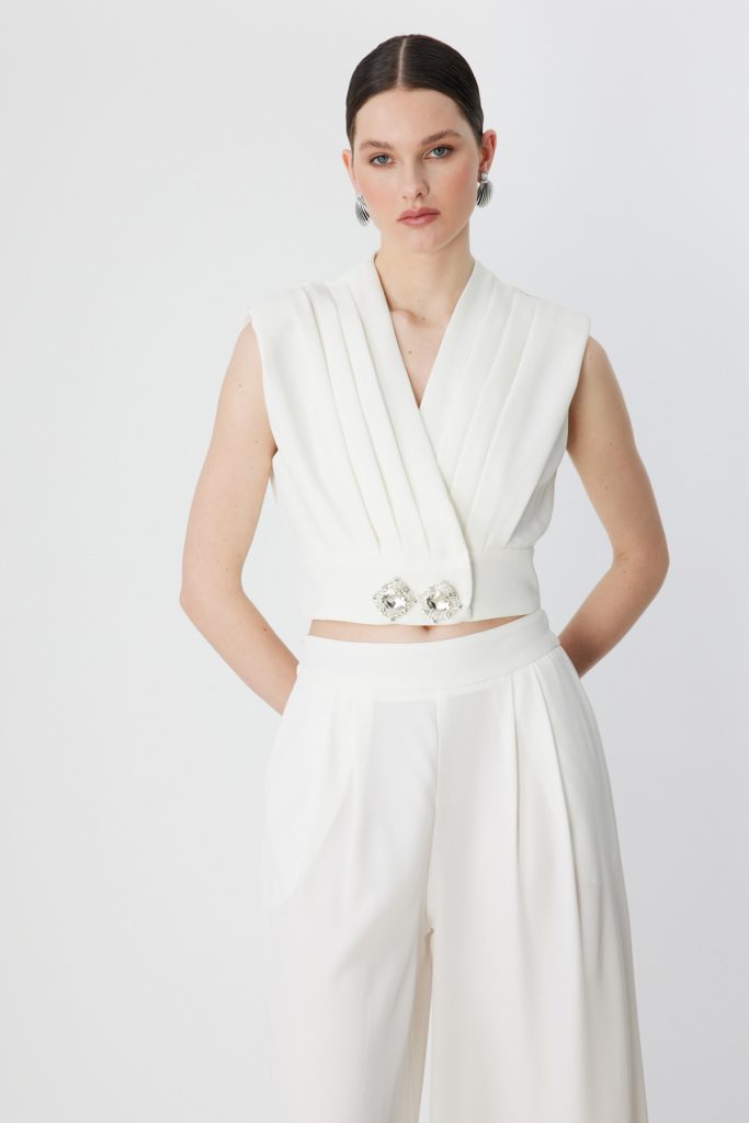 ON TRİKO Beli Taşlı Sıfır Kol Bluz 70300