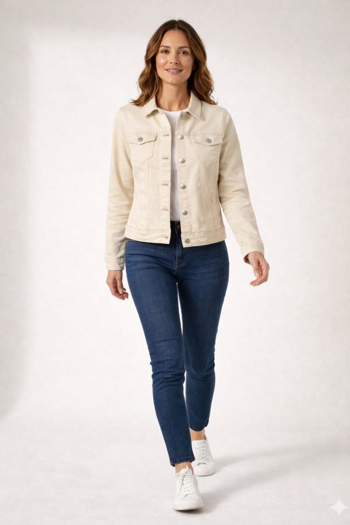 ONİX Düğmeli Klasik Yaka Denim Ceket 7123 - BEJ