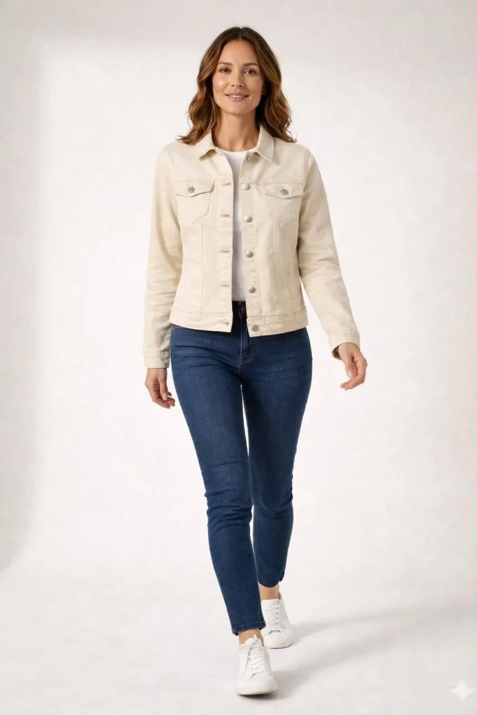 ONİX Düğmeli Klasik Yaka Denim Ceket 7123 - BEJ