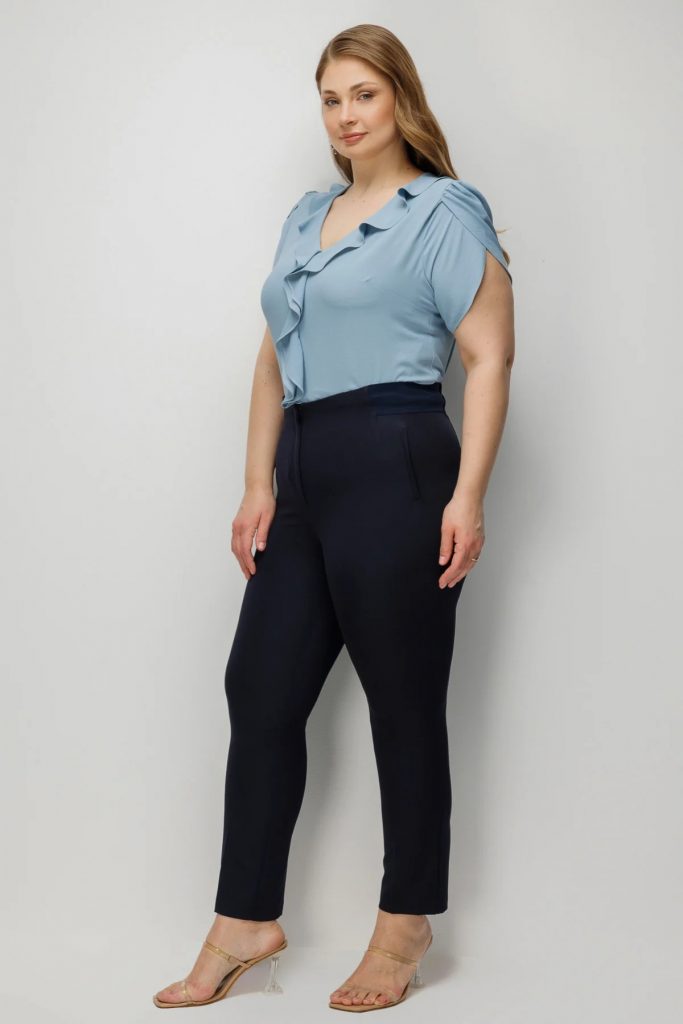 EKOL Beli Kalın Lastikli Dar Paça Pantolon 4168 - Lacivert