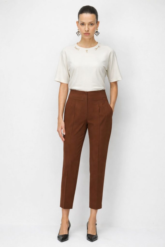 EKOL Kalın Lastikli Dar Paça Pantolon 4166 - kahve