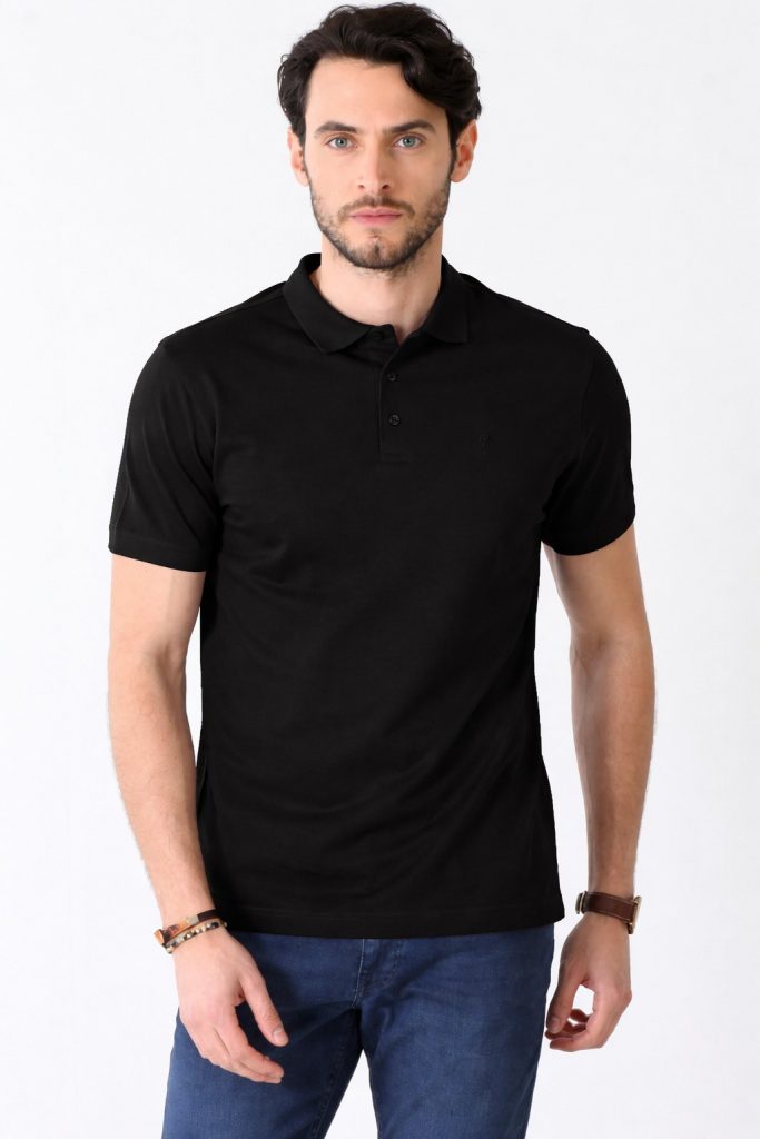 FORMENTİ Regular Fit Merserize  Polo Yaka Tişört 6035 - Siyah