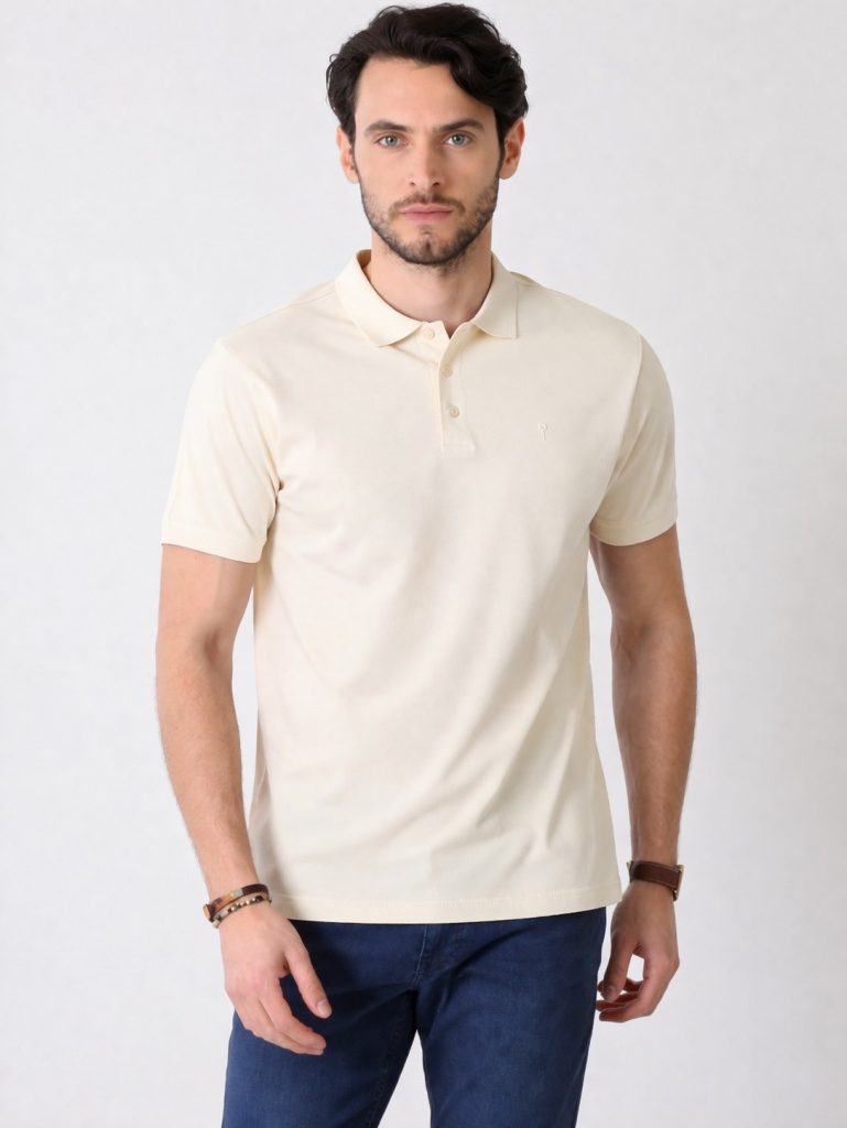 FORMENTİ Regular Fit Merserize  Polo Yaka Tişört 6035 - EKRU