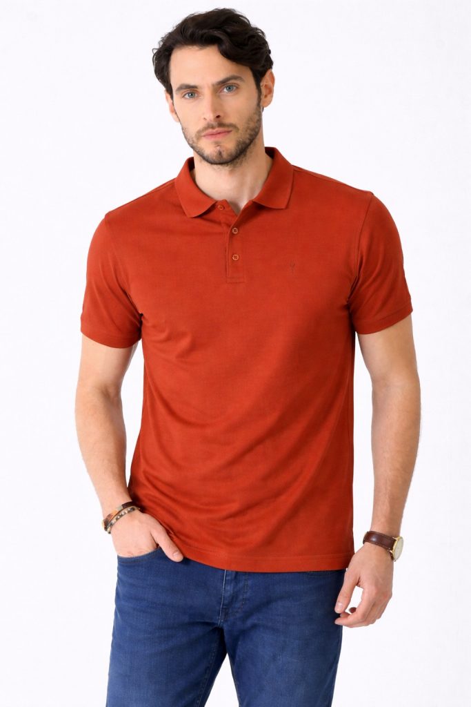FORMENTİ Regular Fit Merserize  Polo Yaka Tişört 6035 - KİREMİT