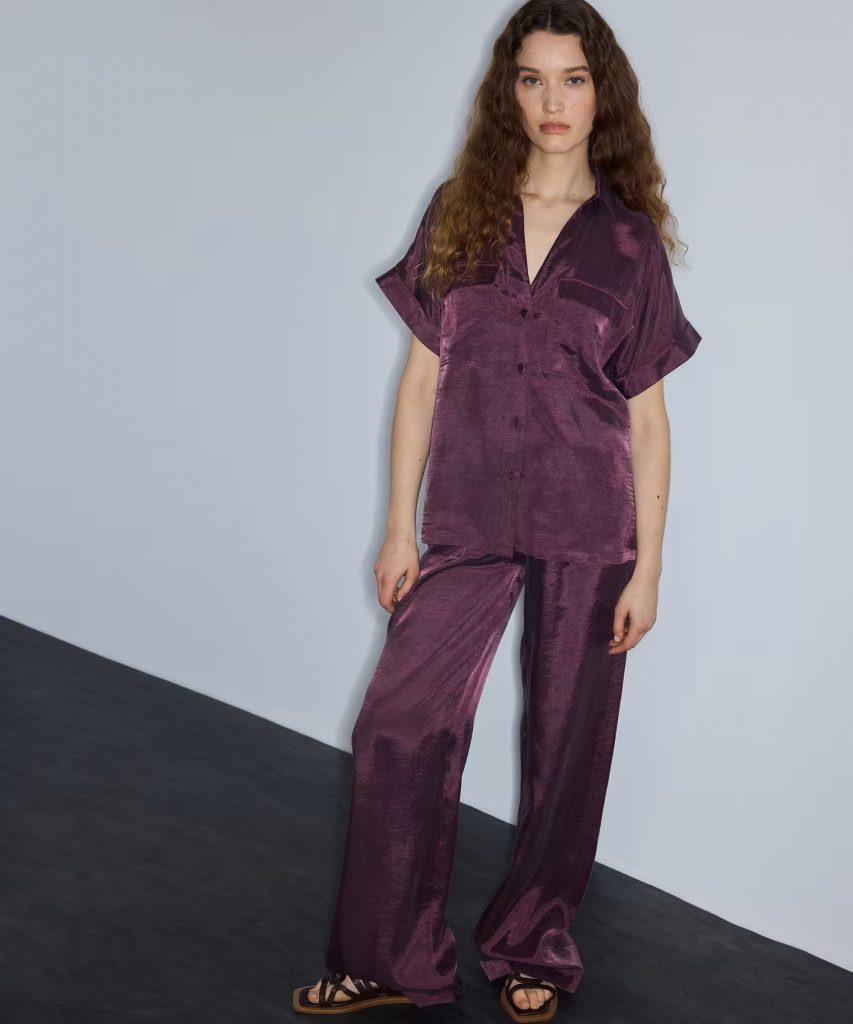 İPEKYOL Parlak Dokulu Rahat Kesim Gömlek IS1260025255 - MÜRDÜM