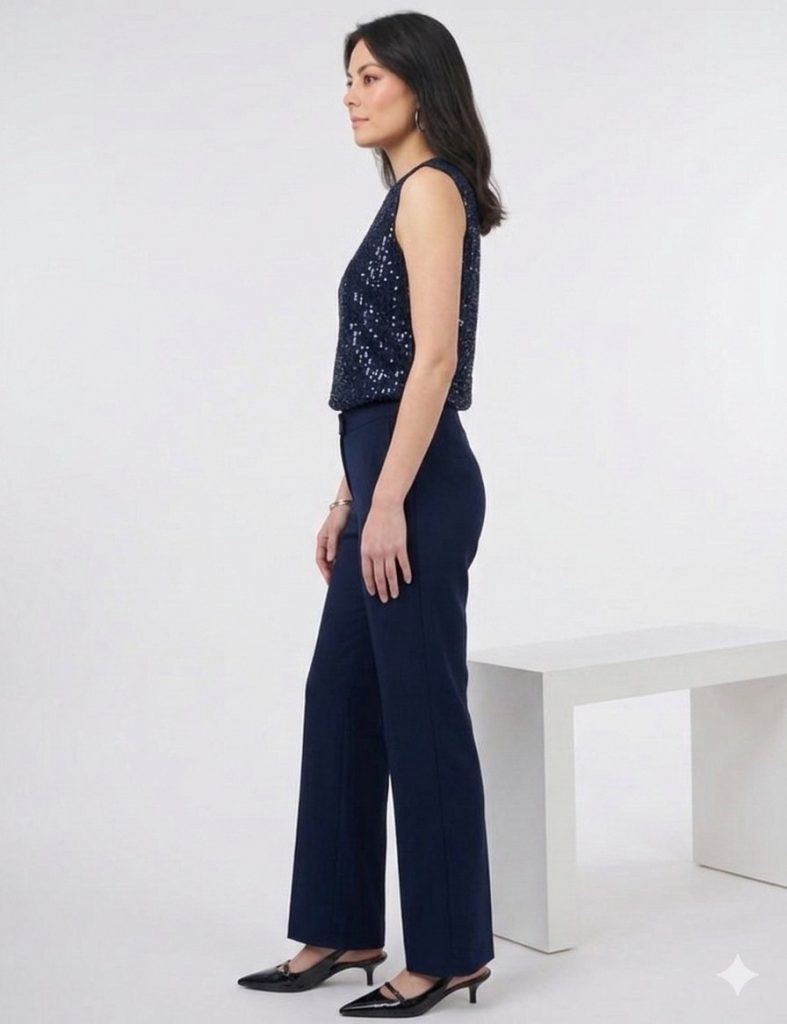 KAYRA Ütü İzli İspanyol Paça Pantolon 19084 - K.LACİVERT