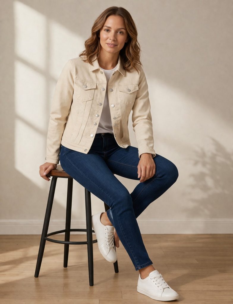 ONİX Düğmeli Klasik Yaka Denim Ceket 7123 - BEJ