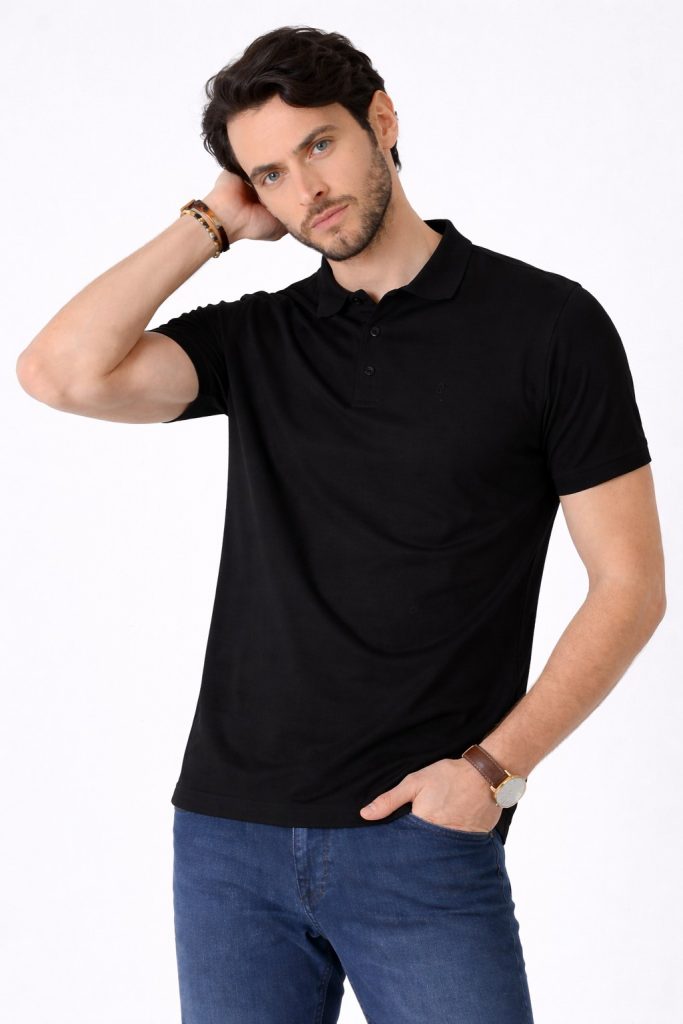 FORMENTİ Regular Fit Merserize  Polo Yaka Tişört 6035 - Siyah