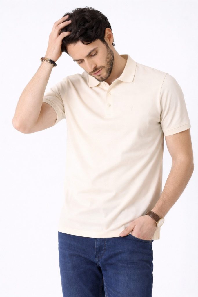 FORMENTİ Regular Fit Merserize  Polo Yaka Tişört 6035 - EKRU