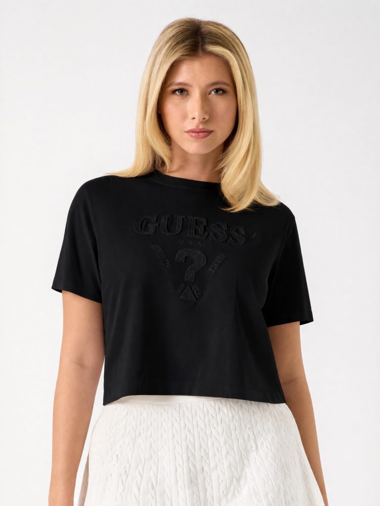 GUESS Kutulu Logo Tişört V6GI13K2980 - Siyah