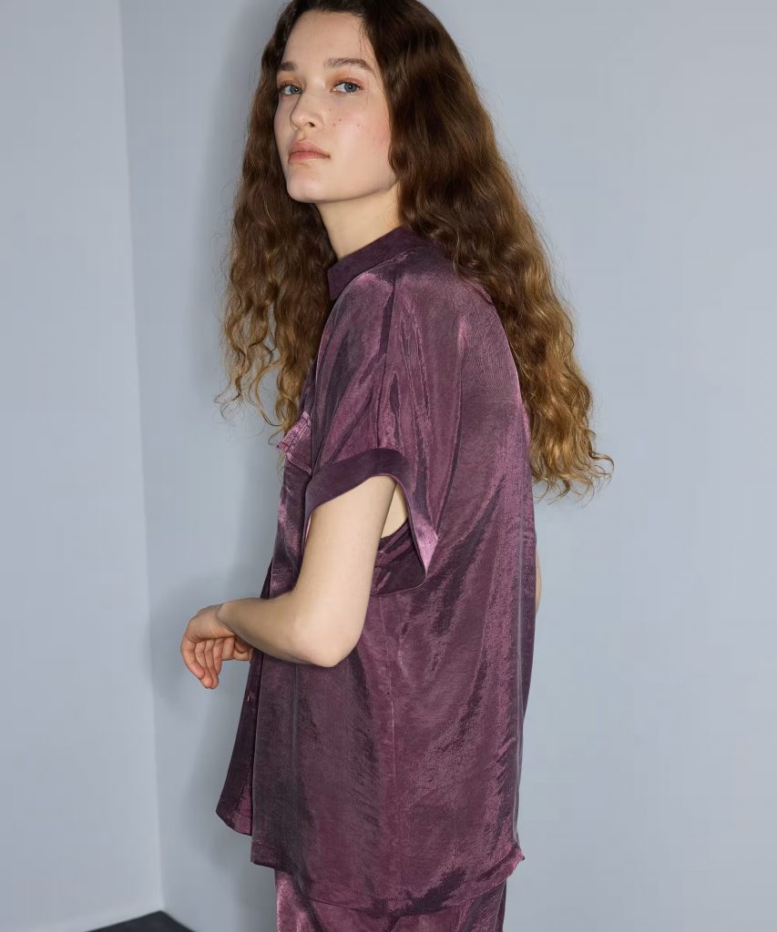 İPEKYOL Parlak Dokulu Rahat Kesim Gömlek IS1260025255 - MÜRDÜM