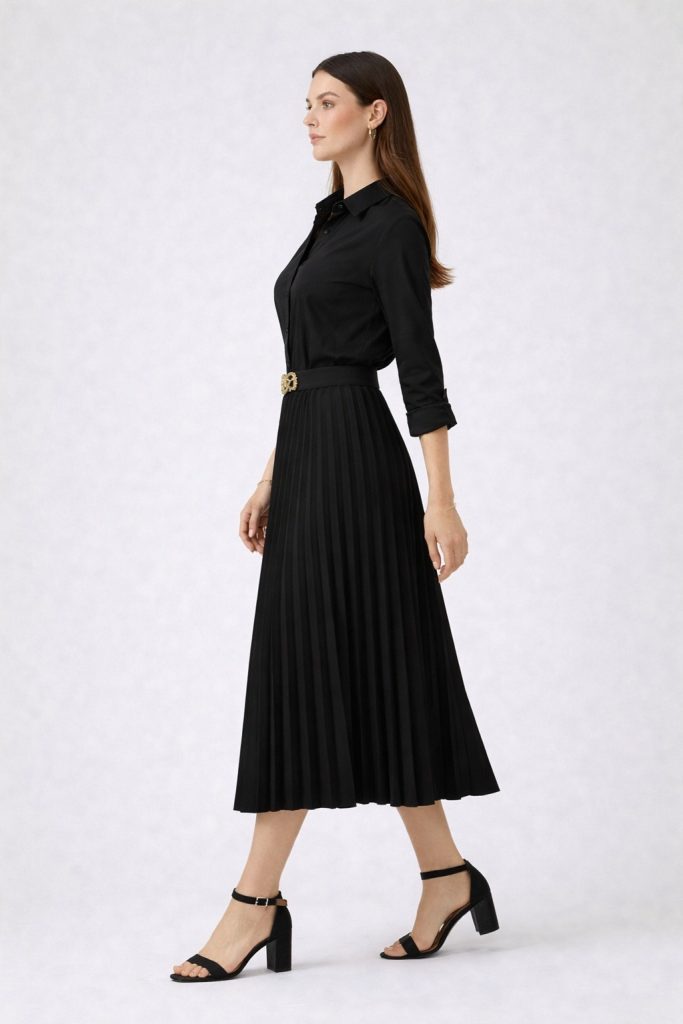 ON TRİKO Toka Detaylı Etek 70223 - Siyah