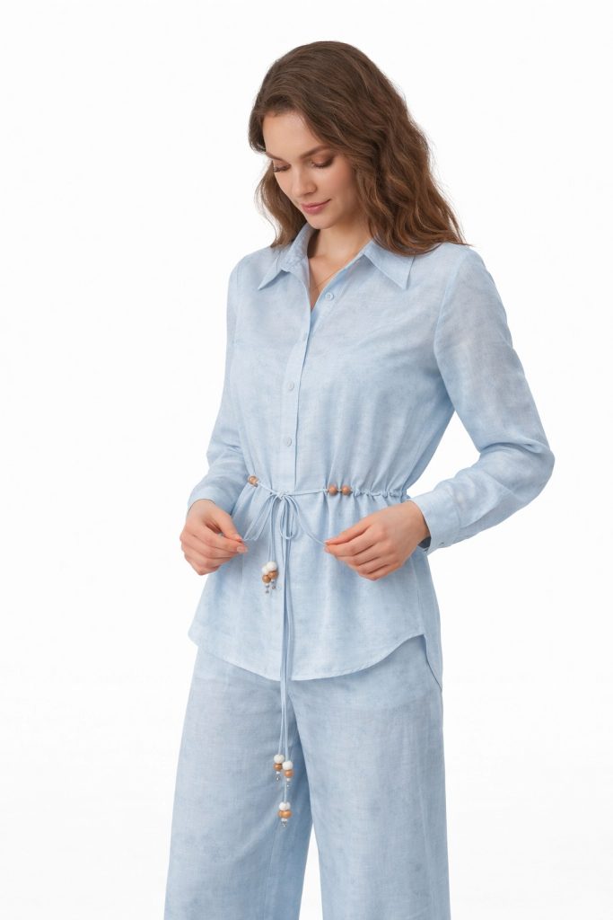 EKOL İp Kemerli Bluz 2030 - MAVİ