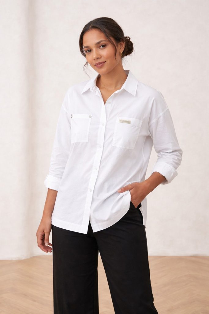 DOSSO DOSSİ ARAS Cep Detaylı  Gömlek 13702 - Beyaz