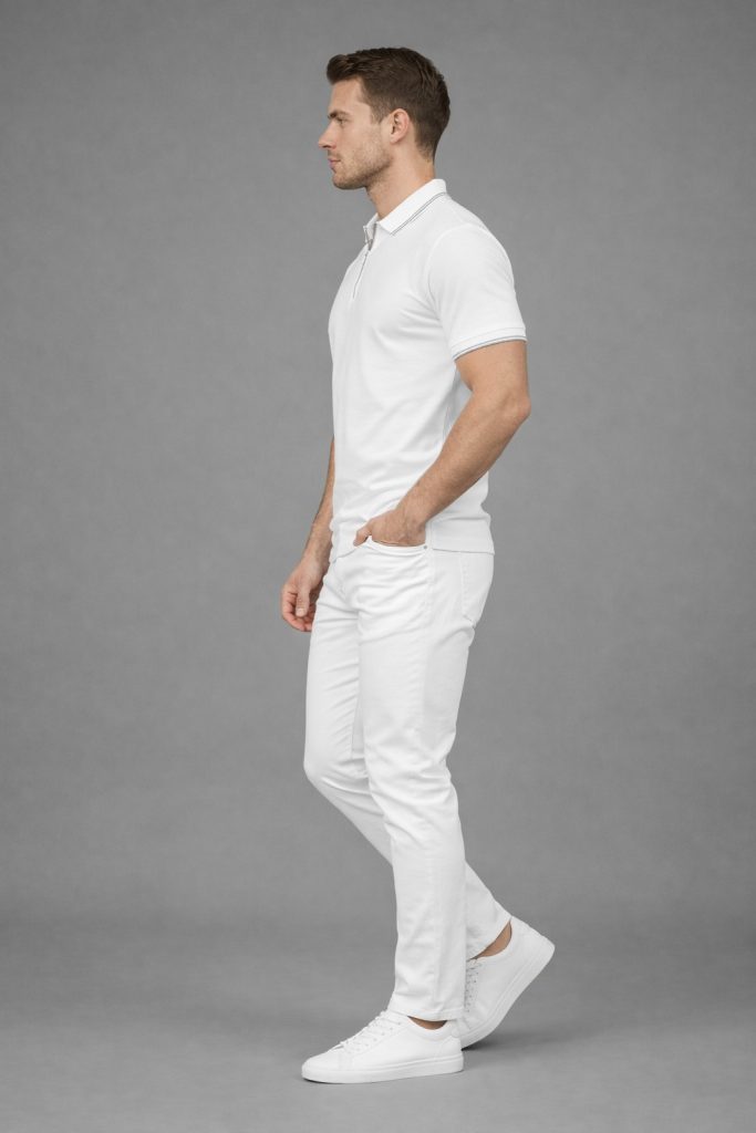 FORMENTİ Fermuar Yaka Erkek Tişört 1613 - Beyaz