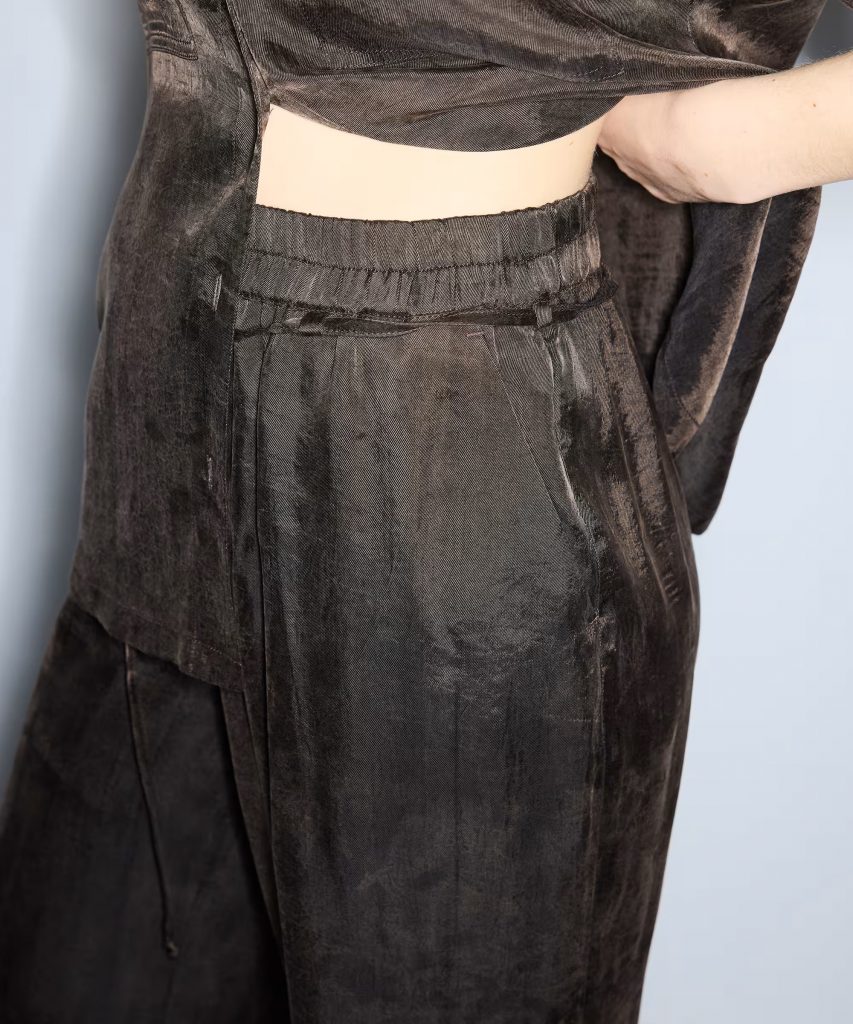 İPEKYOL Parlak Dokulu Wide Leg Pantolon IS1260003245 - kahve