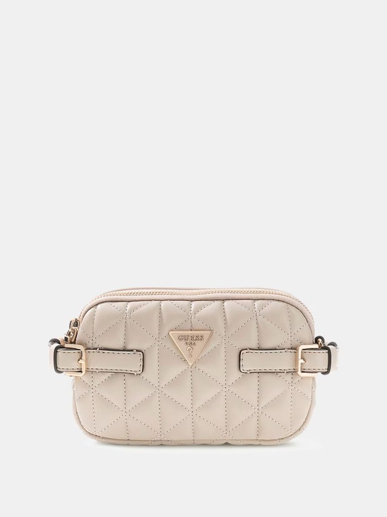 GUESS Paisleigh Kapitone Mini Çapraz Çanta HWQG9883740 - BEJ