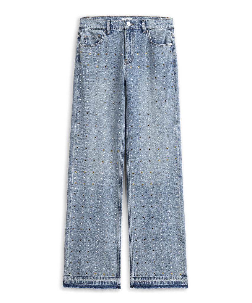 TWİST Renkli Hotfix Baskılı Wide Leg Jean Pantolon TS1260018031 - A.İNDİGO