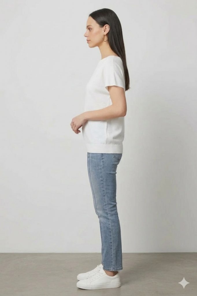 ON TRİKO Kayık Yaka Kısa Kollu Bluz 76370 - Beyaz