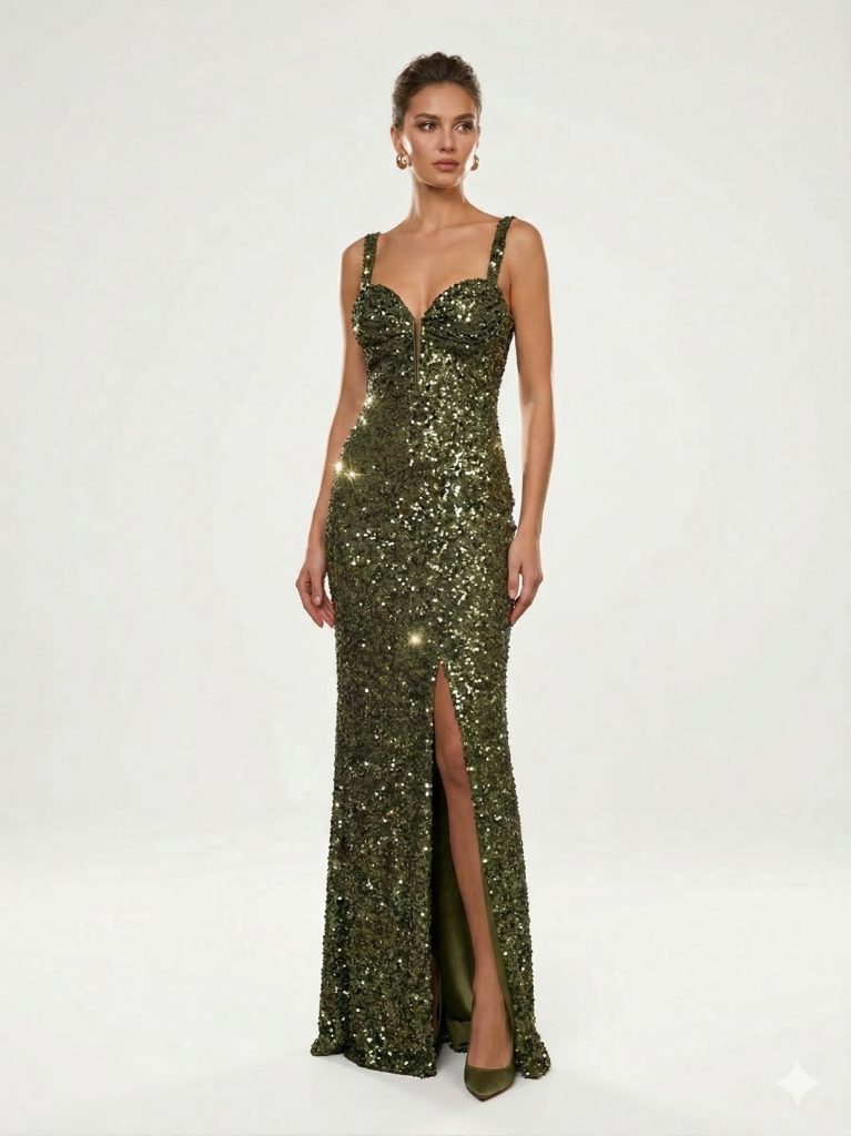 FİMKA Pul Payetli Askılı Abiye  58035 - HAKİ