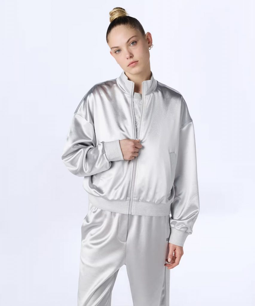 TWIST Parlak Dokulu Yüksek Yaka Ceket TS1260005076 - GRİ