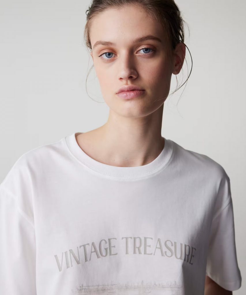 İPEKYOL Havyar Baskılı Tişört IS1260070108 - KIR.BEYAZ