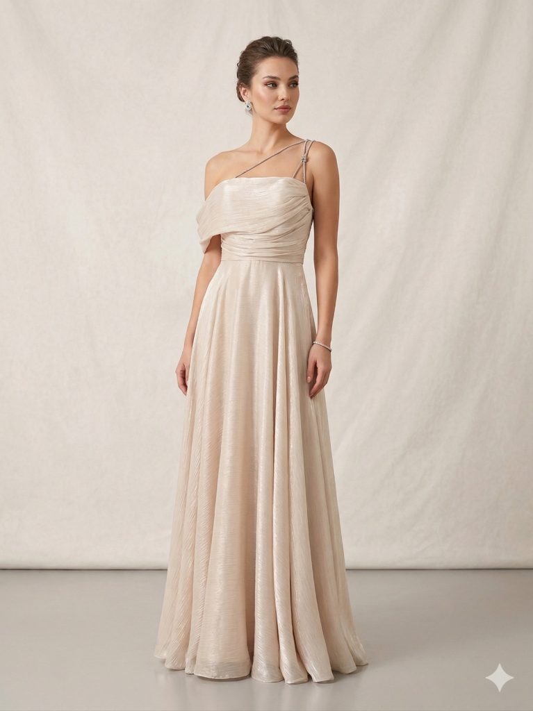 DORİDORCA Taş Askılı Parlak Elbise 7043 - TAŞ