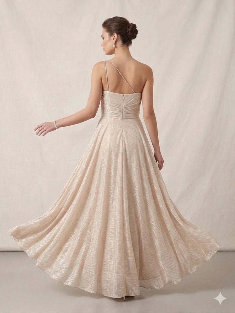 DORİDORCA Taş Askılı Parlak Elbise 7043 - TAŞ