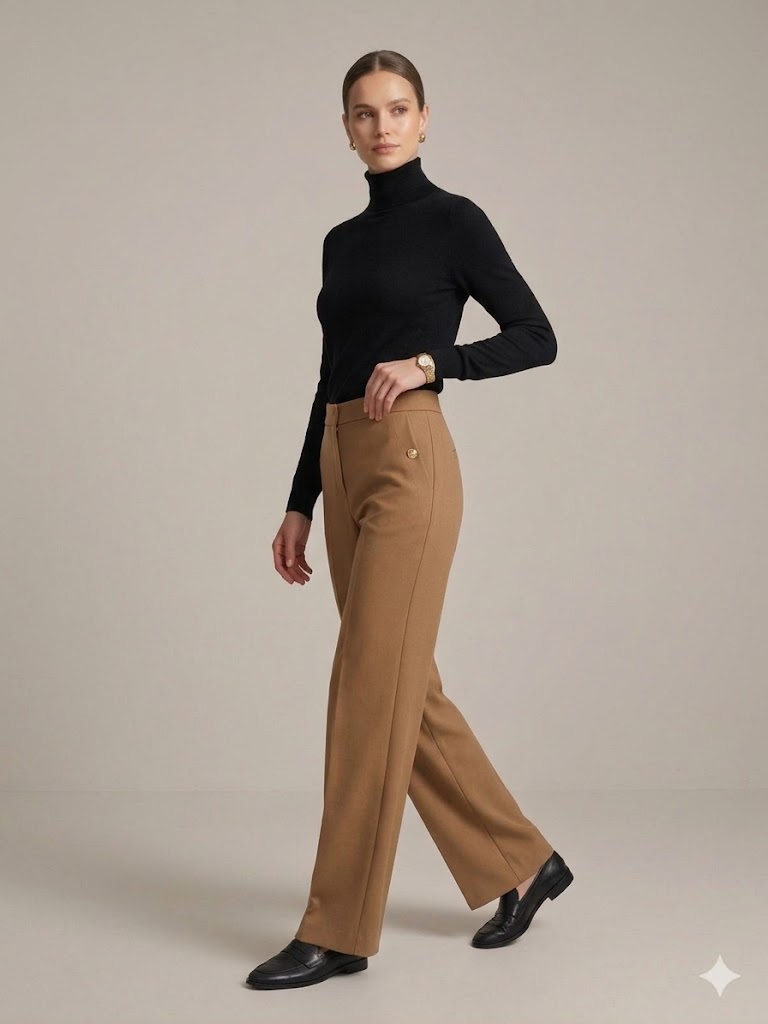 GİLDA Klasik Bol Paça Pantolon 03504 - camel